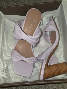 Paolo Lavender Knot-Front Block Heel Mules